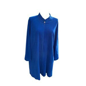 Vintage Vanity Fair Womens Soft Fleece Royal Blue Zip Front Long Robe Size Xl